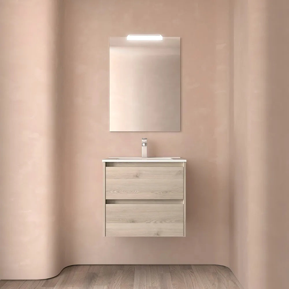 Mueble de Baño con Lavabo y 2 Cajones Salgar Noja 60 cm Roble Natural - Vista 2