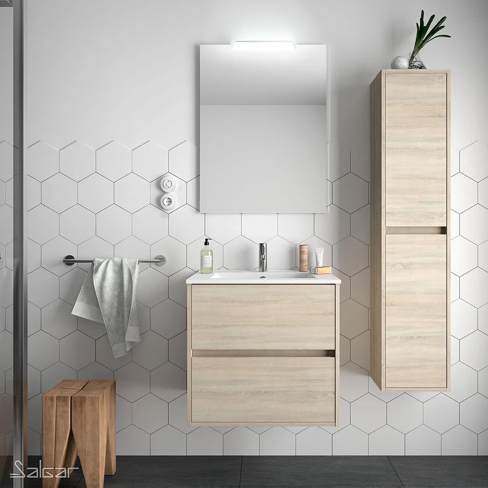 Mueble de Baño con Lavabo y 2 Cajones Salgar Noja 70 cm Roble Natural - Vista 1