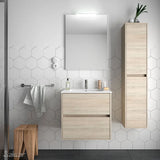 Meuble de Salle de Bain avec Lavabo et 2 Tiroirs Salgar Noja 70 cm Chêne Naturel