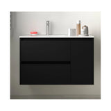 Meuble de Salle de Bain 2 Tiroirs Salgar Noja 90 cm Noir Satiné