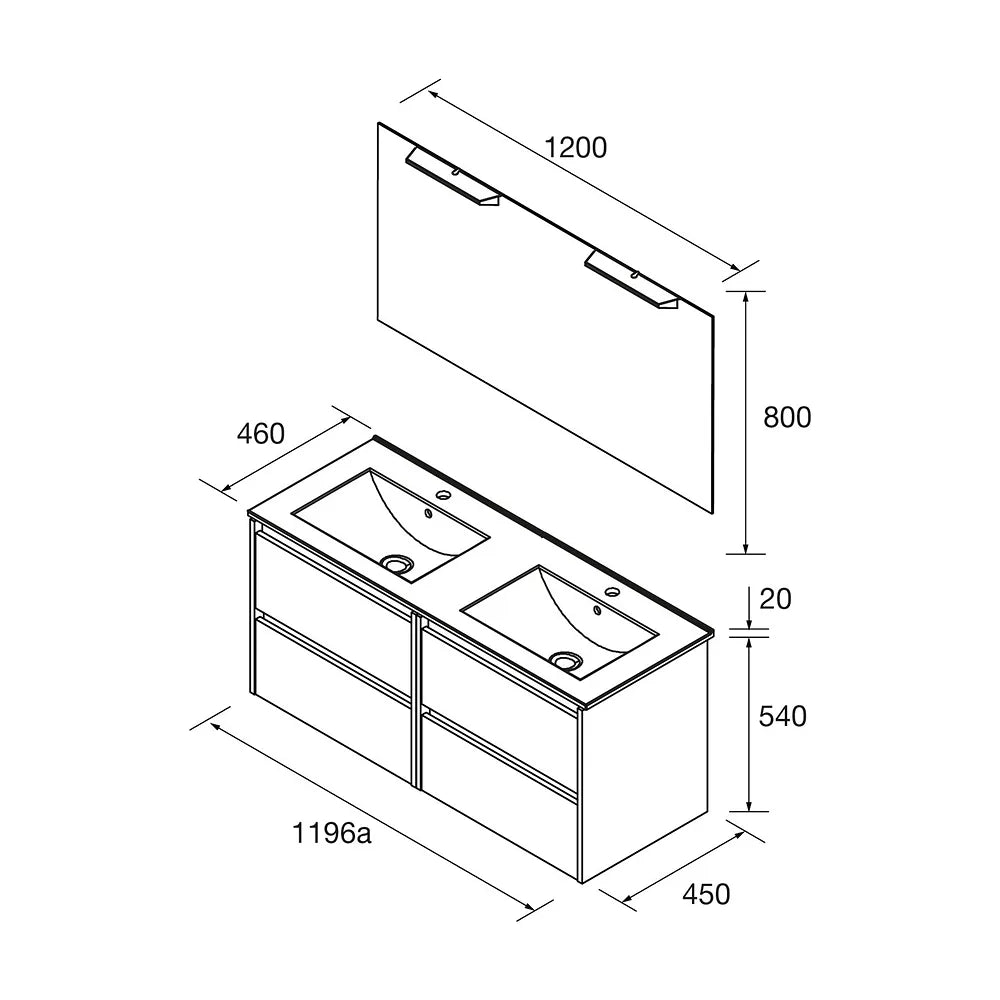 Mueble de Baño con Lavabo y 4 Cajones Salgar Noja 120 cm - Vista 4