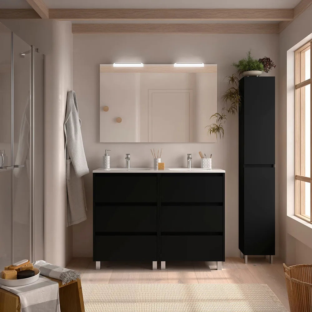 Mueble de Baño con Doble Lavabo Salgar Noja Negro - Vista 1