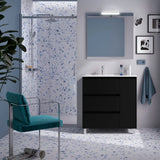 Bathroom Vanity Unit 3 Drawers Salgar Noja Satin Black