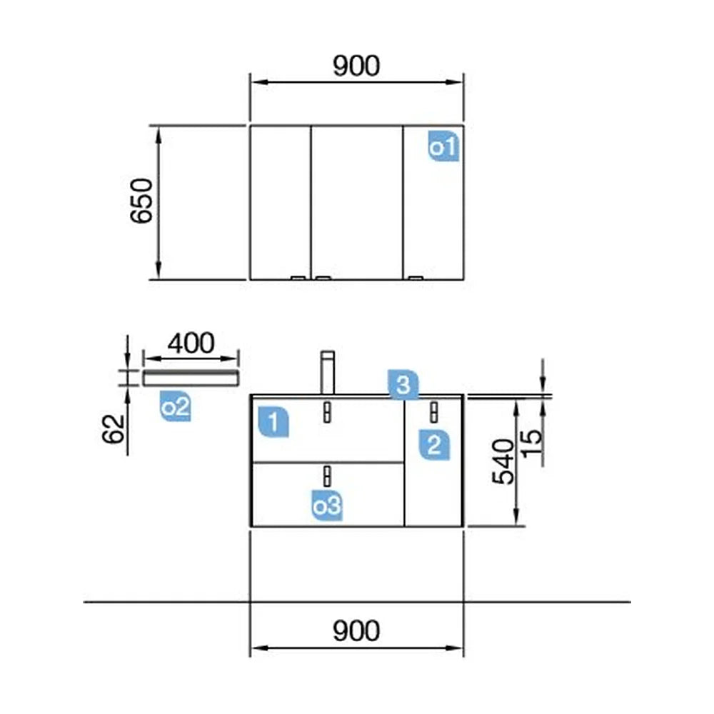 Mueble de Baño con Lavabo Salgar Uniiq 90 cm Gris Antracita - Vista 15