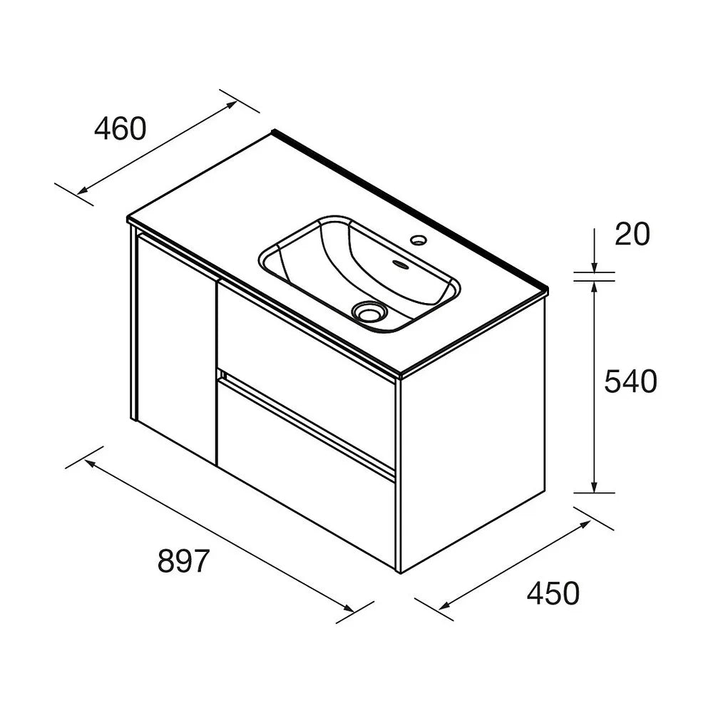 Mueble de Baño con Lavabo con Puertas Salgar Noja 90 cm Roble Natural - Vista 2