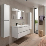 Meuble de Salle de Bain avec Lavabo et 4 Tiroirs Salgar Noja Blanc Brillant