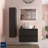Meuble de Salle de Bain Suspendu avec Lavabo Salgar Bequia Noir Mat