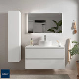 Meuble de Salle de Bain Suspendu avec Lavabo Salgar Bequia Blanc Mat