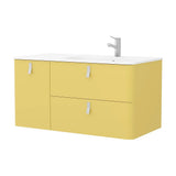 Meuble de salle de bain avec lavabo Salgar Uniiq 120 cm Jaune paille Gauche