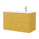 Meuble de salle de bain avec lavabo Salgar Uniiq 120 cm Jaune soleil Gauche