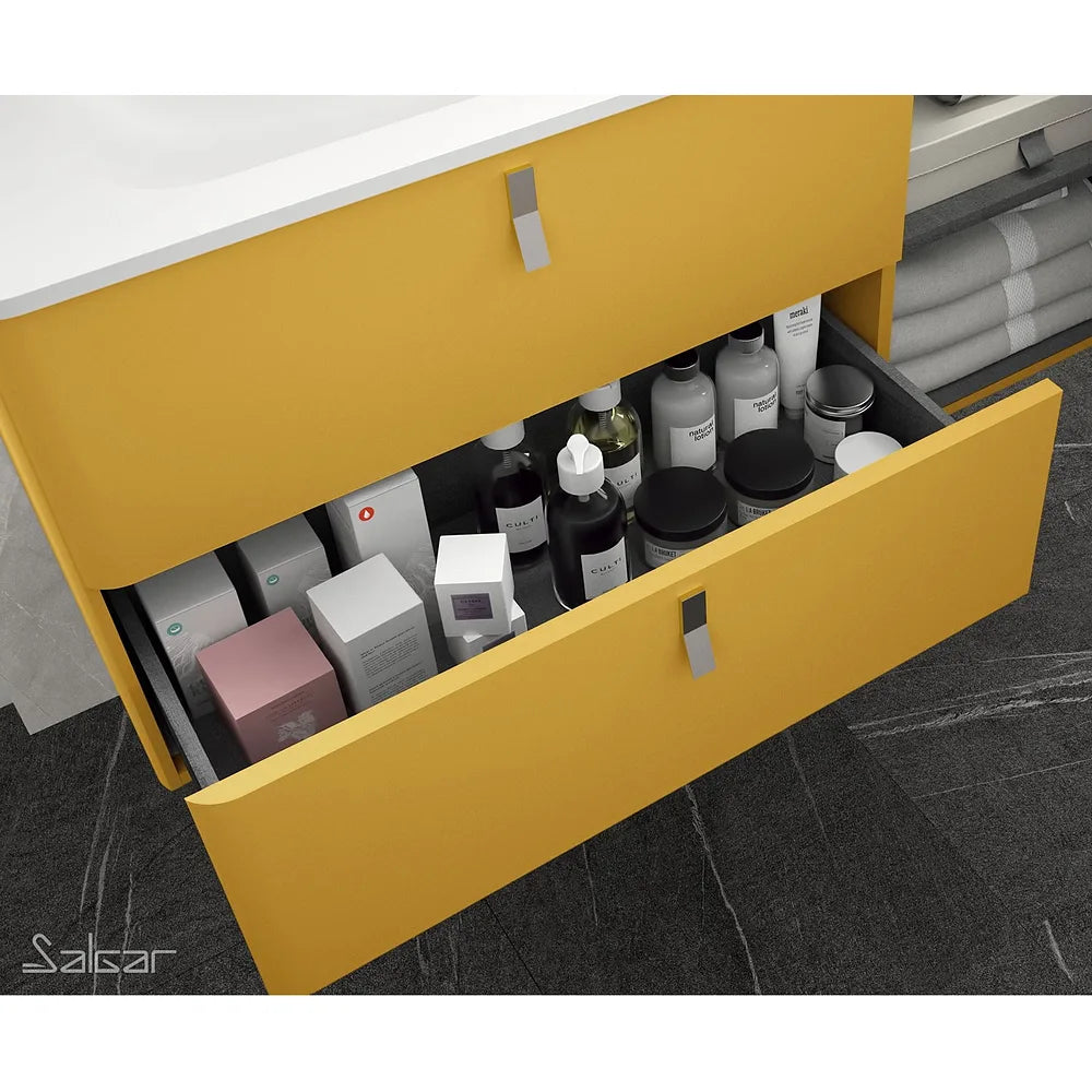 Mueble de Baño con Patas Lavabo sobre Encimera Salgar Uniiq 120 cm Amarillo Sol - Vista 2