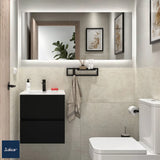 Wall-Hung Bathroom Vanity Unit with Basin and 2 Drawers Salgar Fussion Line Matte Black