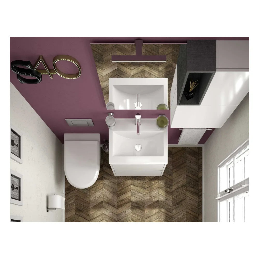 Mueble de Baño Suspendido con Lavabo y 2 Cajones Salgar Fussion Line Blanco Mate - Vista 4