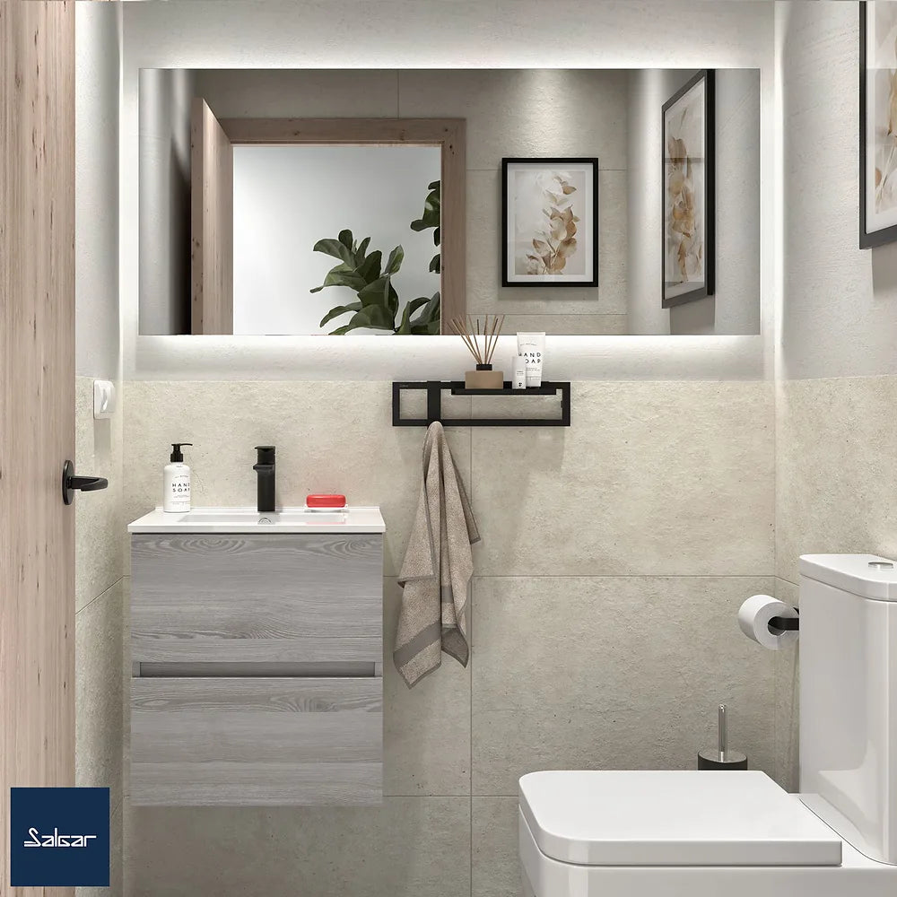Mueble de Baño Suspendido con Lavabo y 2 Cajones Salgar Fussion Line Pino Bahía - Vista 1