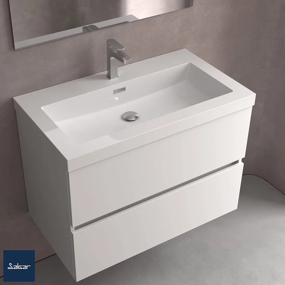 Mueble de Baño con Patas con Lavabo y 3 Cajones Salgar Spirit 90 cm Blanco Mate - Vista 2