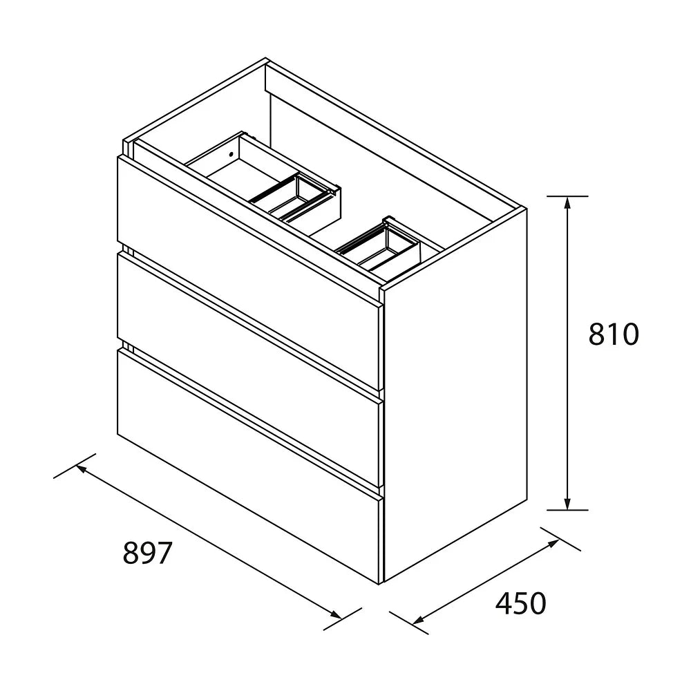 Mueble de Baño con Patas con Lavabo y 3 Cajones Salgar Spirit 90 cm Blanco Mate - Vista 15