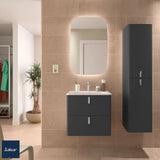 Wall-Hung Bathroom Vanity Unit with Basin and 2 Drawers Salgar Uniiq 60 cm Anthracite Grey