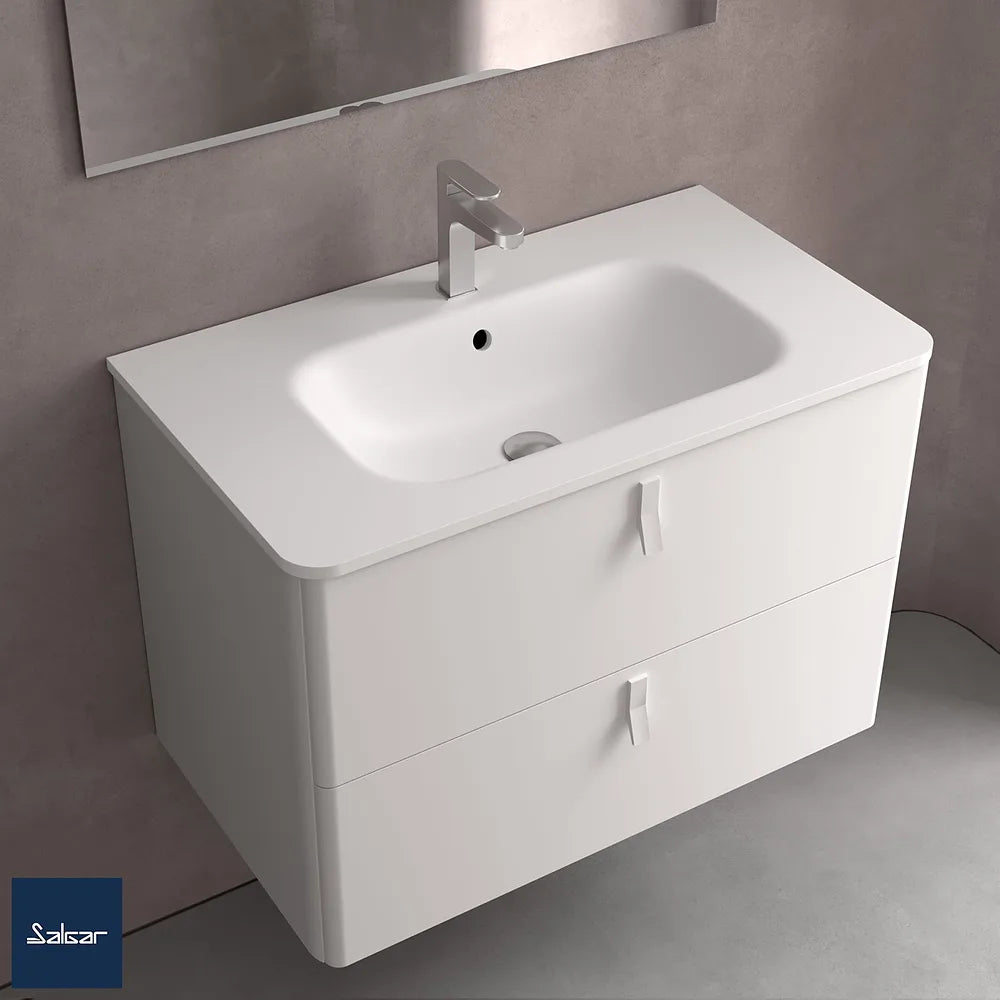 Mueble de Baño Suspendido con Lavabo y 2 Cajones Salgar Uniiq 60 cm Gris Antracita - Vista 2