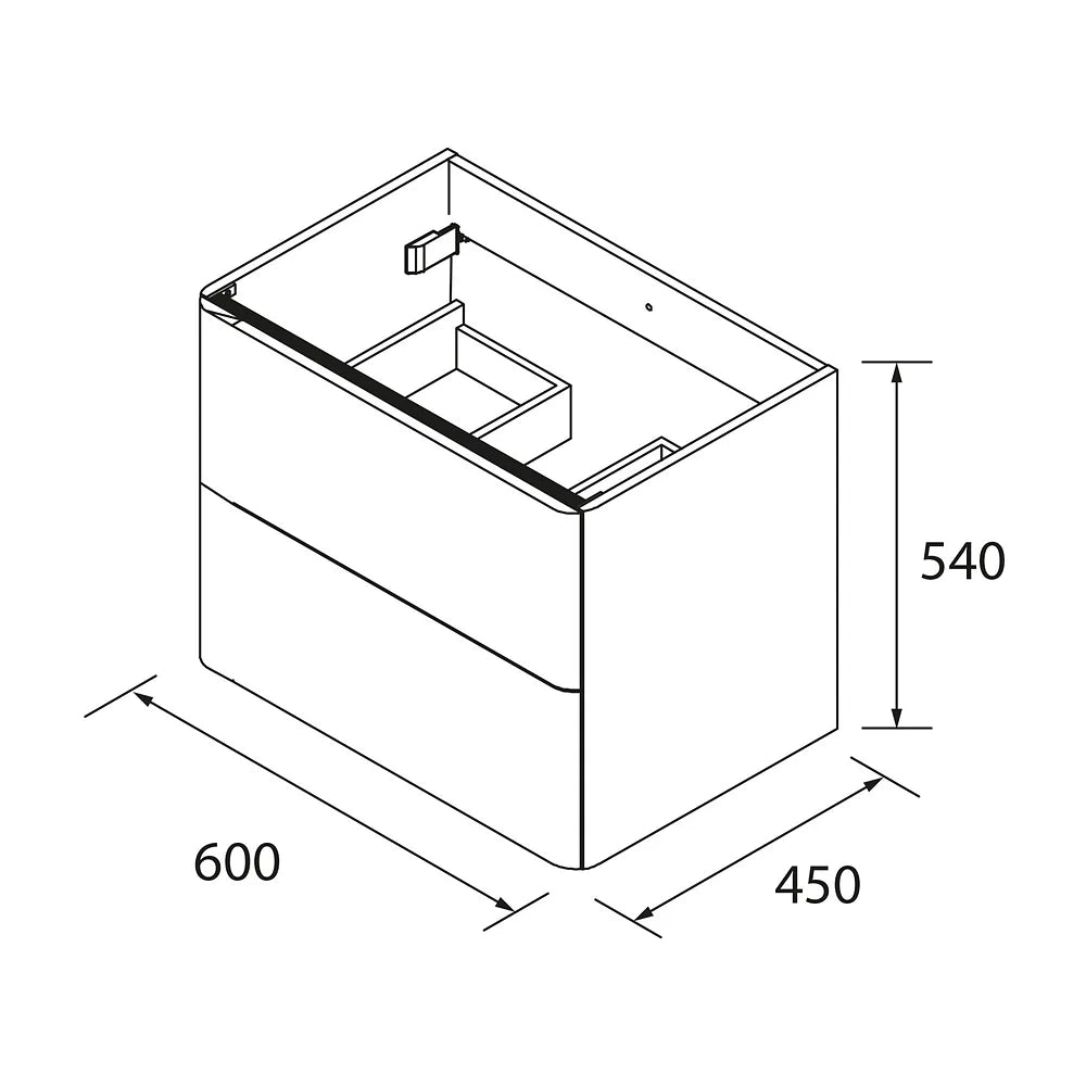 Mueble de Baño Suspendido con Lavabo y 2 Cajones Salgar Uniiq 60 cm Gris Humo - Vista 8