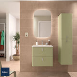 Wall-Hung Bathroom Vanity Unit with Basin and 2 Drawers Salgar Uniiq 60 cm Sage Green