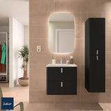 Wall-Hung Bathroom Vanity Unit with Basin and 2 Drawers Salgar Uniiq 60 cm Matte Black