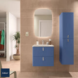 Wall-Hung Bathroom Vanity Unit with Basin and 2 Drawers Salgar Uniiq 60 cm Blue