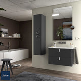 Wall-Hung Bathroom Vanity Unit with Basin and 2 Drawers Salgar Uniiq 80 cm Anthracite Grey