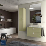Meuble de Salle de Bain Suspendu avec Lavabo et 2 Tiroirs Salgar Uniiq 80 cm Vert Sauge