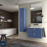 Wall-Hung Bathroom Vanity Unit with Basin and 2 Drawers Salgar Uniiq 80 cm Blue