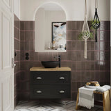 Meuble de Salle de Bain 2 Tiroirs Salgar Renoir 80 cm Noir