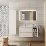 Bathroom Vanity Unit with Basin and 2 Drawers Salgar Bequia 90 cm Matte White