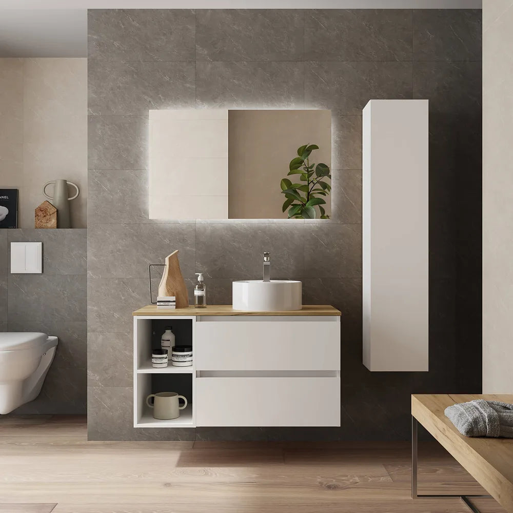 Mueble de Baño Lavabo sobre Encimera Salgar Bequia Plus 90 cm Blanco Mate - Vista 1