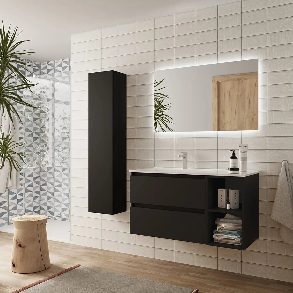 Mueble de Baño con Lavabo Salgar Bequia Plus 90 cm Negro Mate - Vista 2