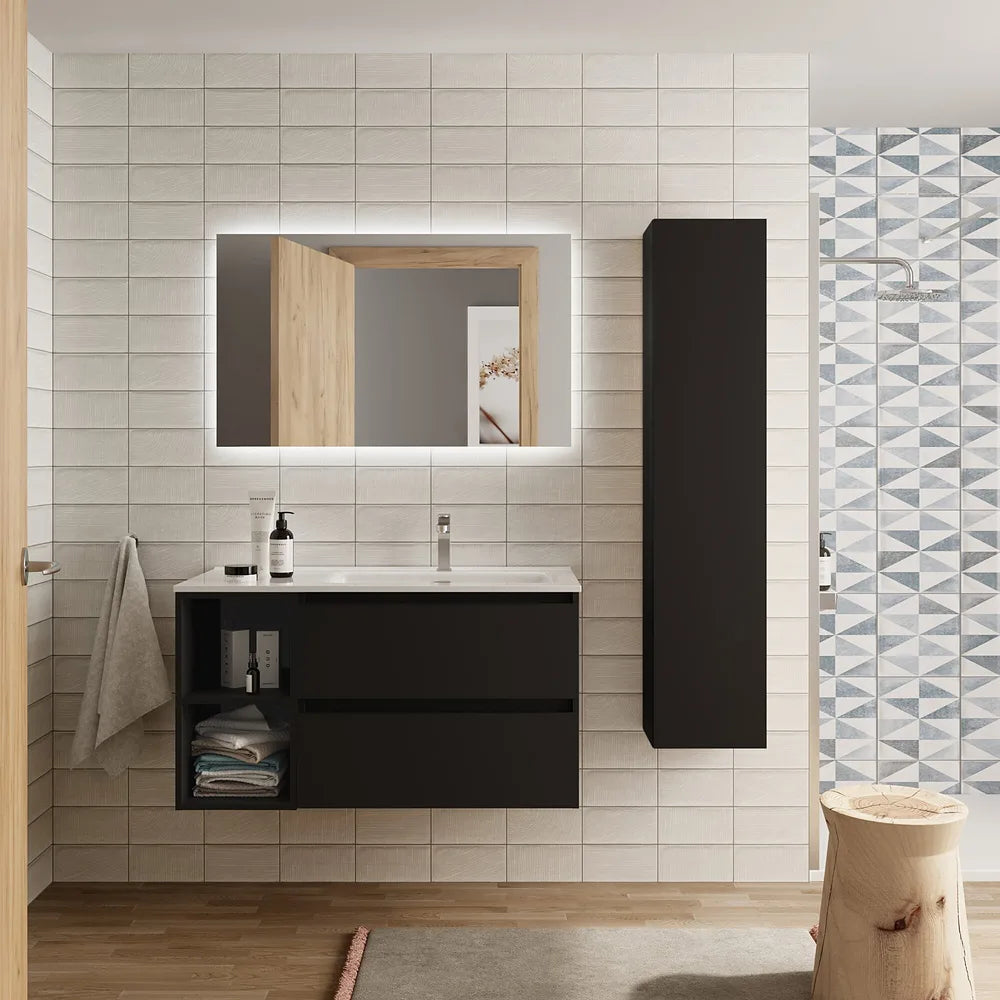 Mueble de Baño con Lavabo Salgar Bequia Plus 100 cm Negro Mate - Vista 1