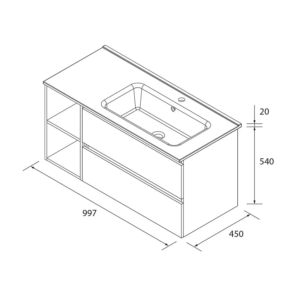 Mueble de Baño con Lavabo Salgar Bequia Plus 100 cm Negro Mate - Vista 6