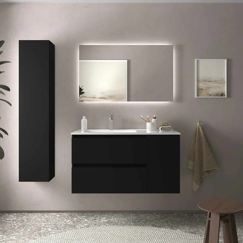 Mueble de Baño con Lavabo Salgar Bequia Plus 100 cm Negro Mate - Vista 1