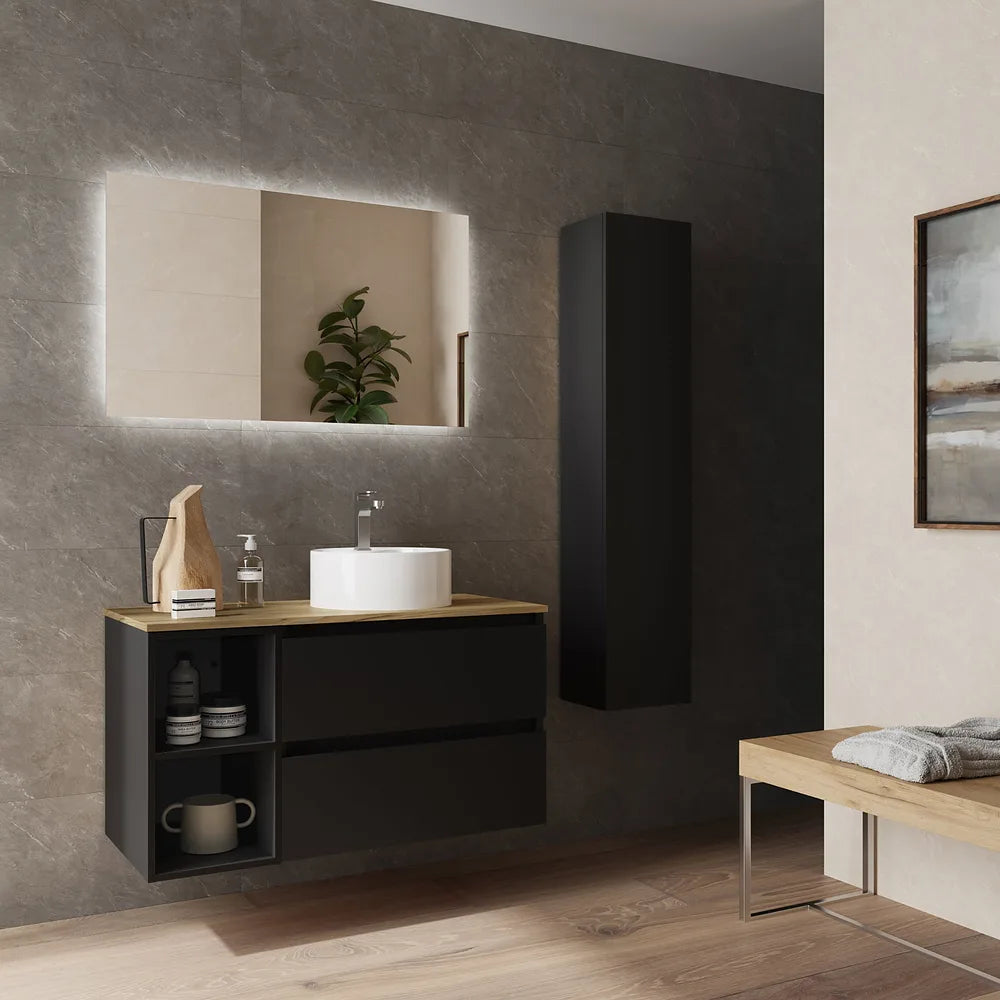 Mueble de Baño Lavabo sobre Encimera Salgar Bequia Plus 90 cm Negro Mate - Vista 2