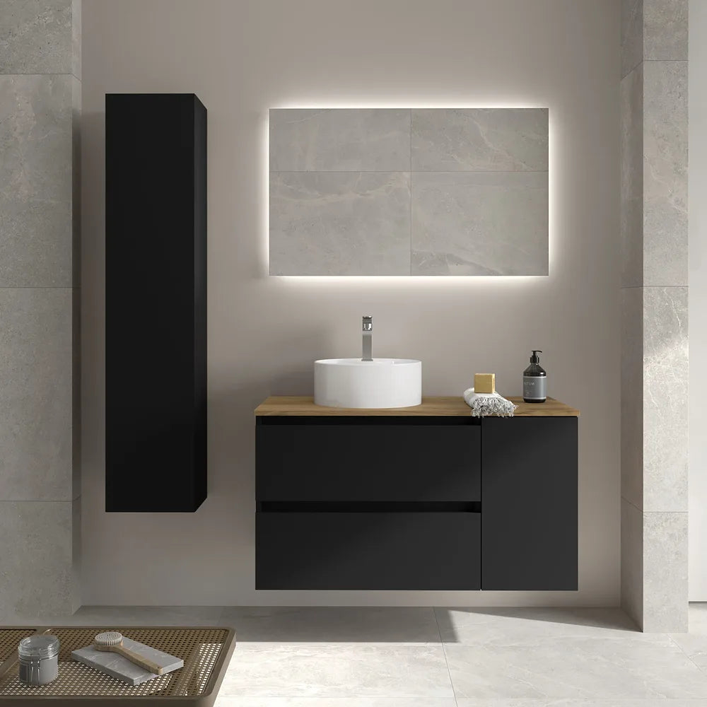 Mueble de Baño Lavabo sobre Encimera Salgar Bequia Plus 100 cm Negro Mate - Vista 1