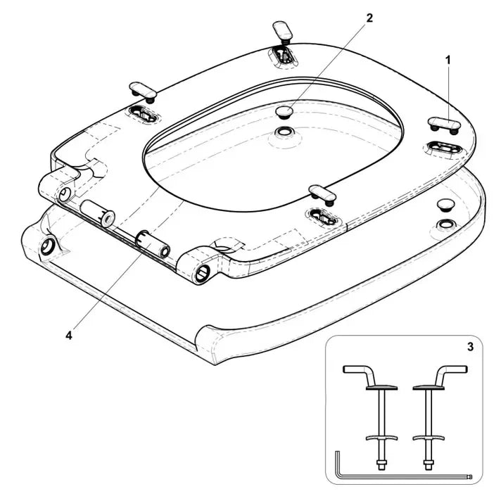Tapa y asiento aptos para inodoro de forma cuadrada fabricados en Supralit® Debba Roca - Vista 3