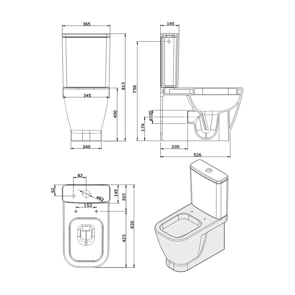 Inodoro Completo de Suelo Rimflush Look Unisan Blanco - Vista 6
