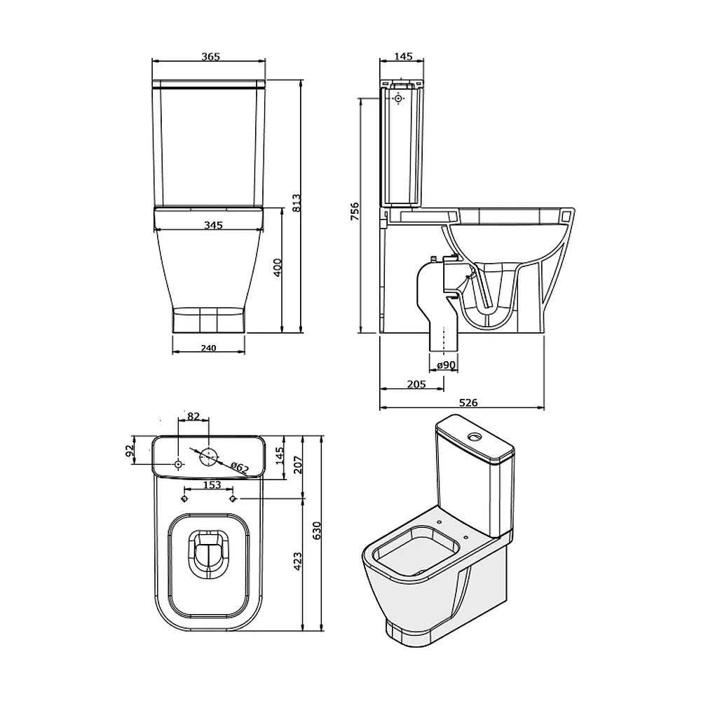 Inodoro Completo de Suelo Rimflush Look Unisan Blanco - Vista 7