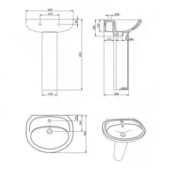 Lavabo con pedestal fabricado en porcelana blanca de alta calidad Benissa de Unisan 4