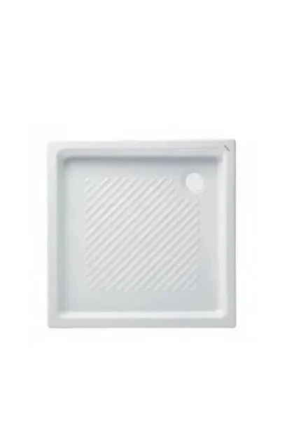 Plato de ducha de 75 cm de porcelana blanca resistente y fácil de limpiar Moraira de Unisan