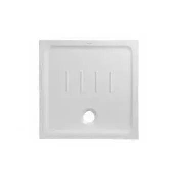 Plato extraplano de porcelana fine fire clay 80x80 cm color blanco Waterline de Unisan 2