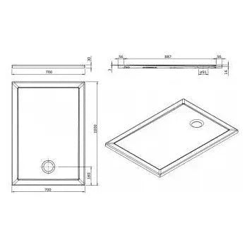 Plato extraplano 100x70 cm con esmalte antideslizante y acabado opcional Stepin de Unisan 8