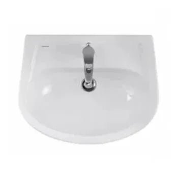 Lavabo con semi pedestal de 55 cm en porcelana blanca de alta calidad CETUS de Unisan 3