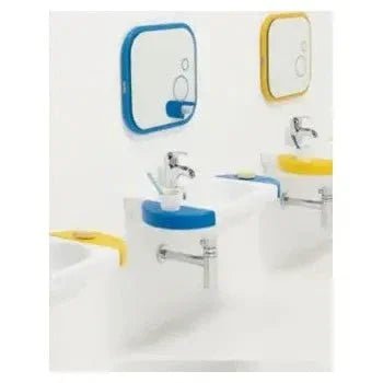 Lavabo suspendido de 43 cm en porcelana blanca ideal para baños modernos WCKIDS de Unisan 2