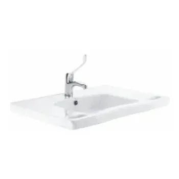 Lavabo suspendido de 76 cm en porcelana blanco ideal para baños modernos NEW WCCARE de Unisan 2