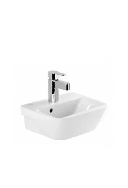 Lavabo suspendido de porcelana blanca de 36 cm para baño moderno LOOK de Unisan