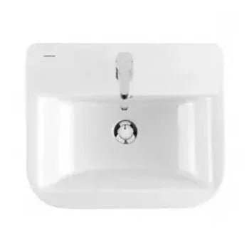 Lavabo con semi pedestal de 50 cm en porcelana blanca de alta calidad de Unisan 2